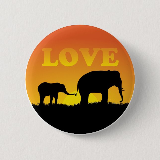 Elephant Love 6 Cm Round Badge (Front)