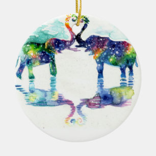Elephant love ceramic tree decoration