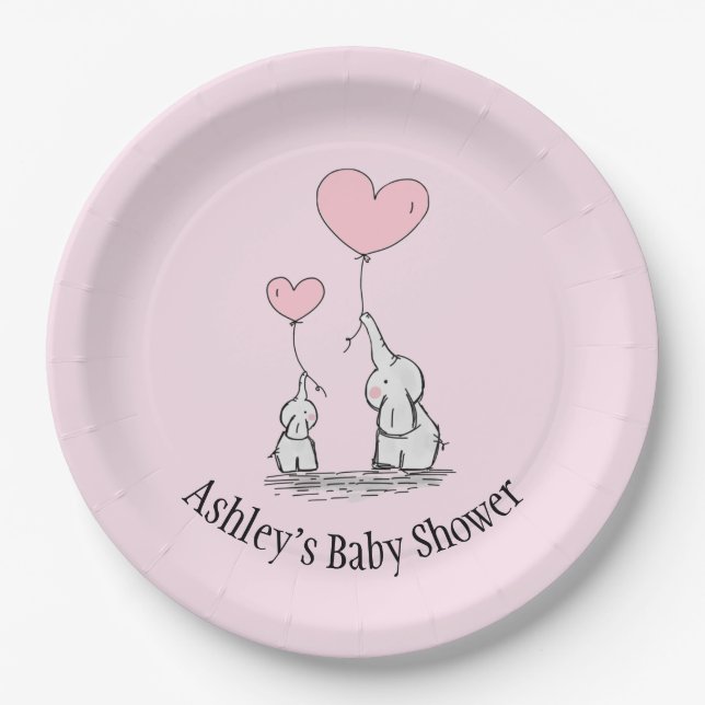 Elephant Love Design Paper Plate (Front)