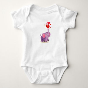 Elephant love hearts baby bodysuit