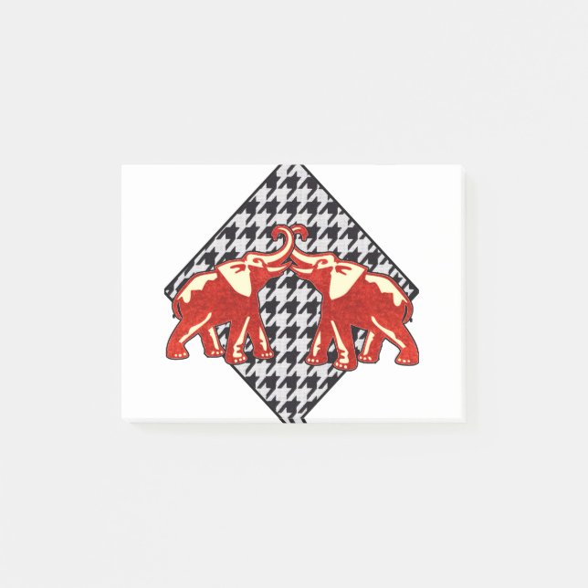 Elephant Love Houndstooth Diamond Post-it Notes (Front)