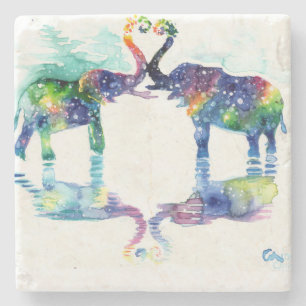 Elephant love stone coaster
