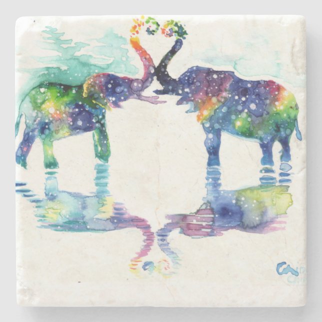 Elephant love stone coaster (Front)