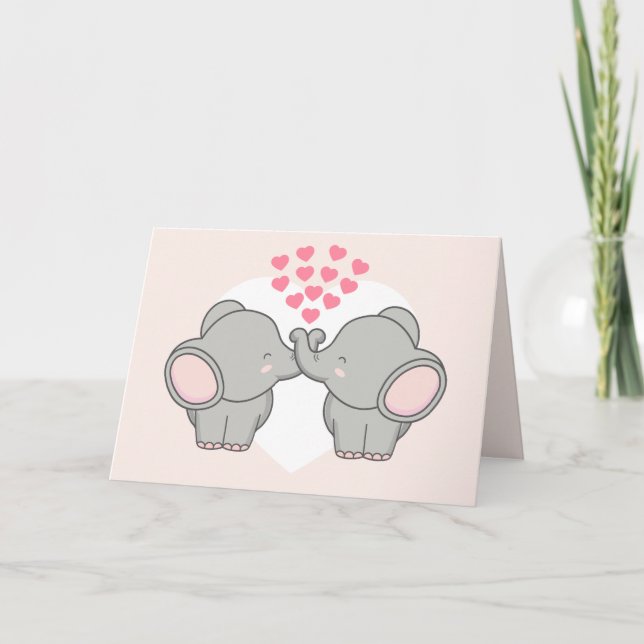 Elephant Love Valentines Day Holiday Card (Front)
