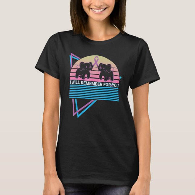 Elephant Lover Retro I Will Remember For You T-Shirt (Front)