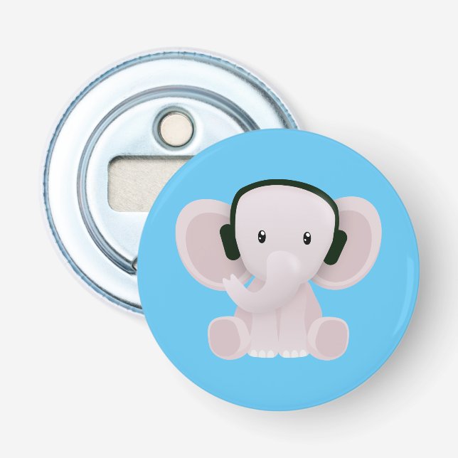 Elephant loves music bottle opener (Front)