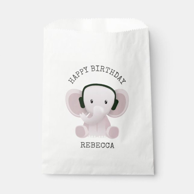 Elephant loves music favour bags (Front)