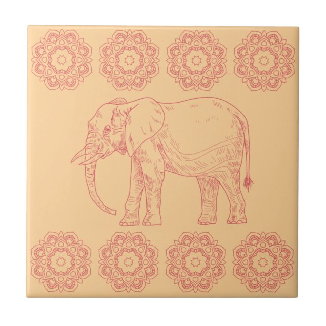Elephant madala terracotta tones tile (Front)