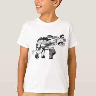 Elephant made in a grey Camouflage Army Pattern T-Shirt
