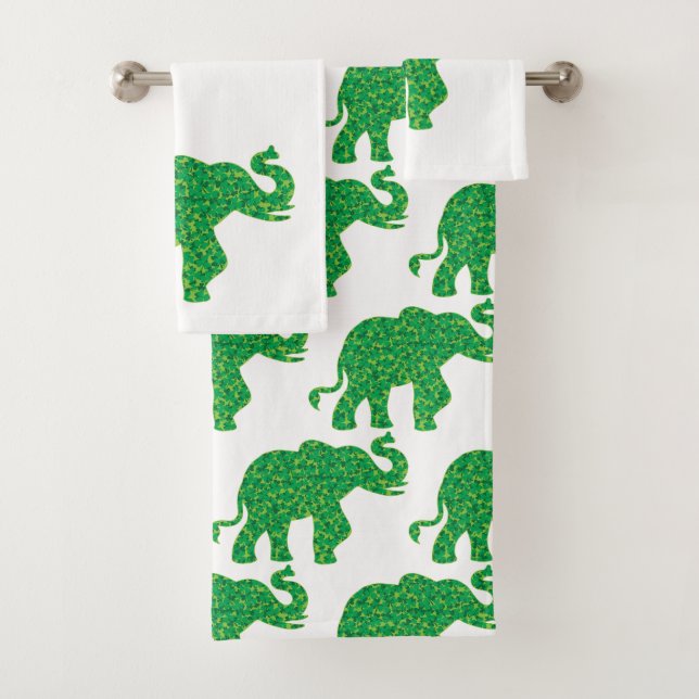 Elephant made of Shamrocks Bath Towel Set (Insitu)