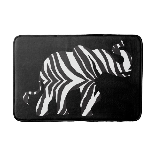 Elephant Made of Zebra Stripes Bath Mat (Front)