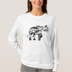 Elephant made up of grey army camouflage T-Shirt