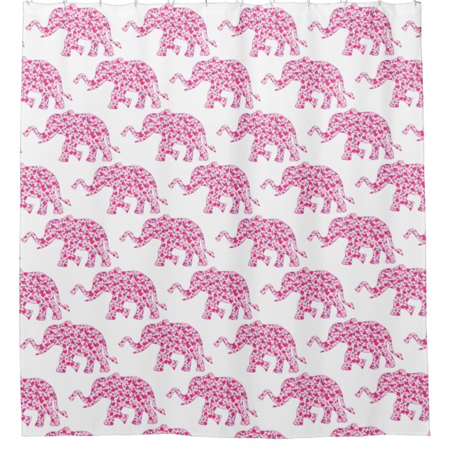 Elephant made up of Hearts Shower Curtain (Front)