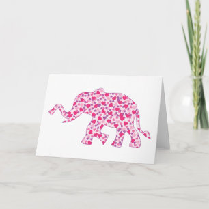 Elephant made up of little Pink Hearts of Love Card