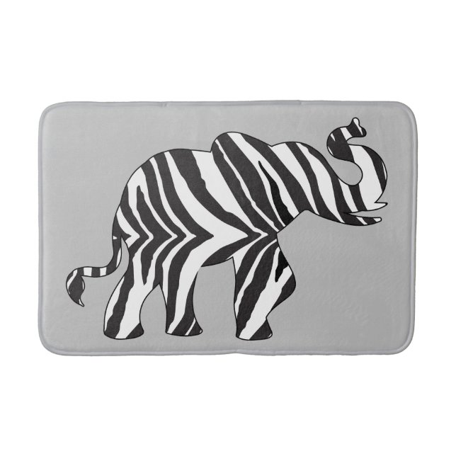 Elephant made up of Zebra Stripes Bath Mat (Front)