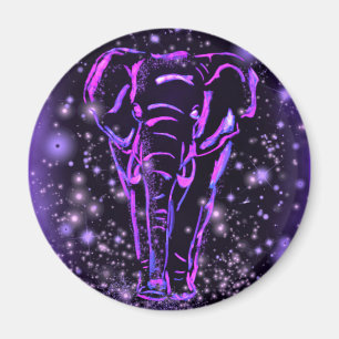 Elephant Magnet At Putrple Pink Starry Night