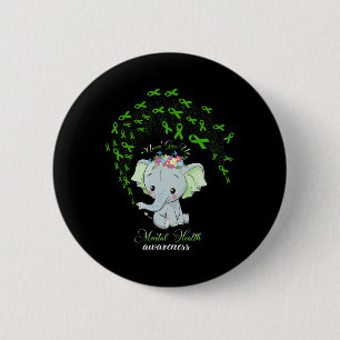 elephant mental health awareness gift warrior men 6 cm round badge