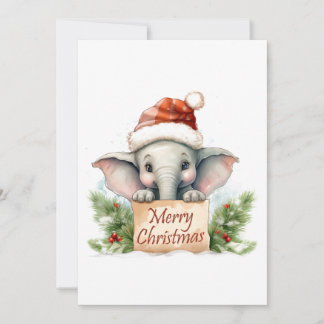 Elephant Merry Christmas Holiday Card