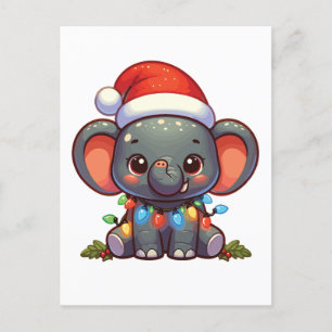 Elephant Merry Christmas Winter Animals Elephants Holiday Postcard
