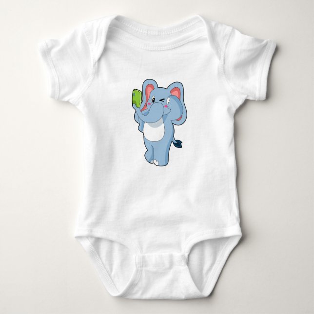 Elephant Mobile Baby Bodysuit (Front)