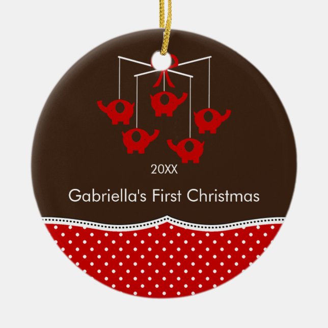 Elephant Mobile Baby's First Christmas Ornament (Front)