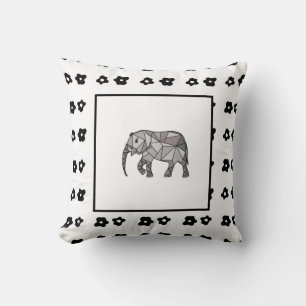 Elephant Modern Birth Baby Boy for Kids Black Cushion