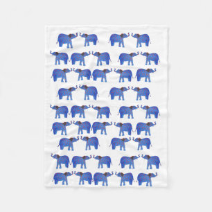 Elephant Mood Fleece Blanket,  Blue elephant Blanket