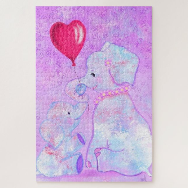Elephant Mother and Baby Puzzle Gift (Vertical)