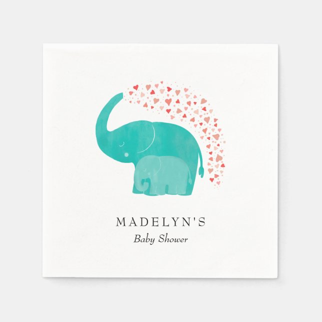 Elephant Mother and Calf Baby Shower Napkin (Front)