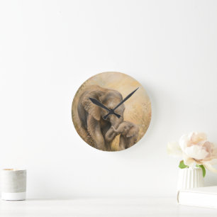 Elephant Mother & Baby Wall Clock