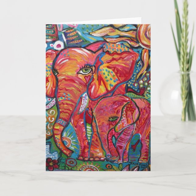 Elephant Mother & Child Card (Front)