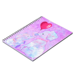 Elephant Mum and Baby - Add Your Picture / Name Notebook