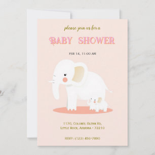 Elephant Mum and Baby Cute Shower Invitation