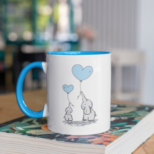 Elephant Mum & Baby Blue Mother's Day Baby Shower Mug