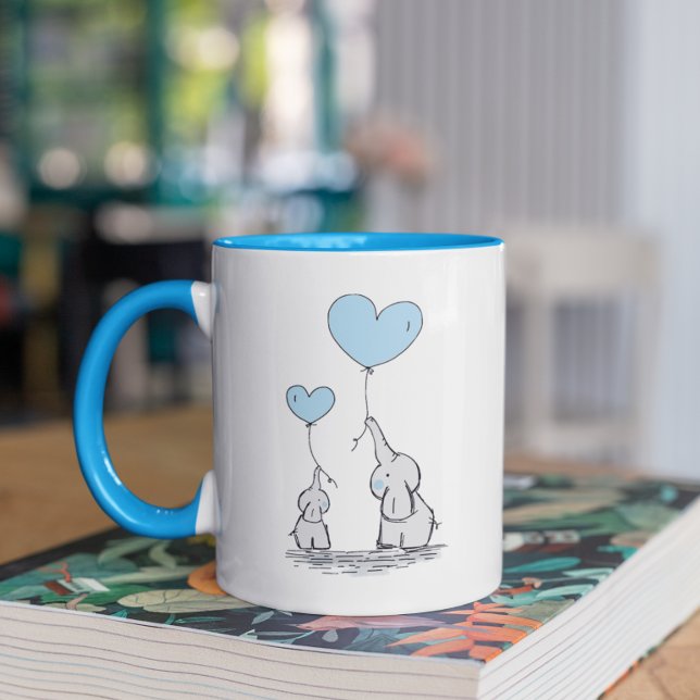Elephant Mum & Baby Blue Mother's Day Baby Shower Mug (Creator Uploaded)