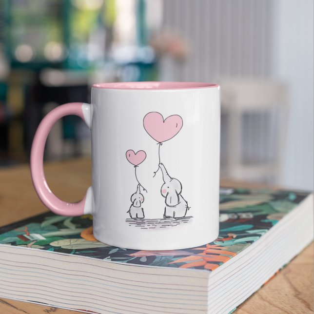 Elephant Mum & Baby Pink Mother's Day Baby Shower Mug (Creator Uploaded)
