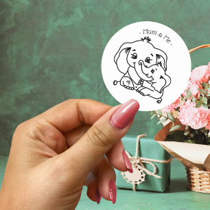 Elephant Mum & Me Mother's Day personalised Classic Round Sticker