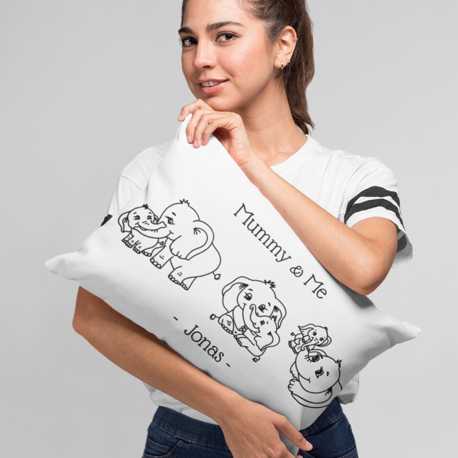 Elephant Mum & Me Mother's Day personalised Decorative Cushion (Elephant Mum & Me Mother's Day personalized Accent Pillow)