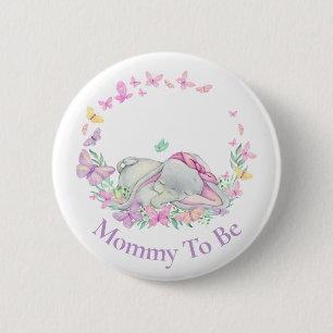 Elephant Mummy to be Butterfly  Pink Button