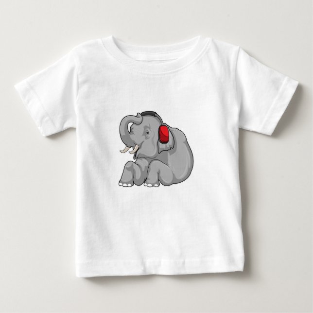 Elephant Music Headphone Baby T-Shirt (Front)