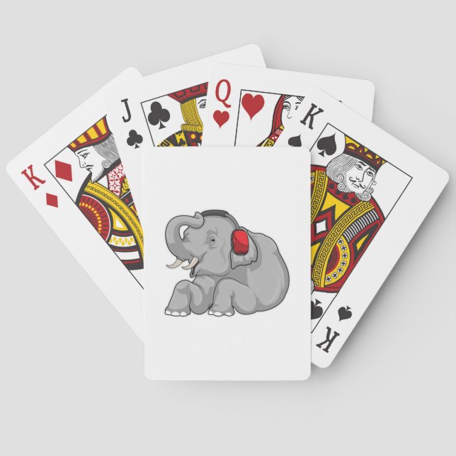 Elephant Music Headphone Playing Cards (Back)