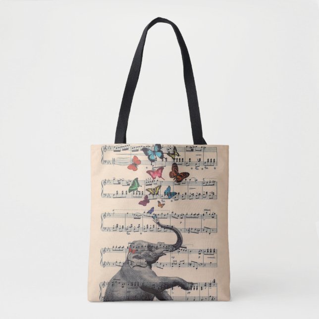 Elephant Music Tote Bag (Front)