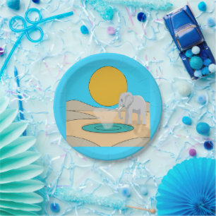 Elephant Nature Scene Birthday Party Paper Paper Plate