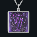 Elephant Necklace Purple Pink Starry Night<br><div class="desc">Neon Purple Pink Elephant Walking At Starry Night Magic Animal Drawing - Choose / Add Your Unique Text / Colour - Make Your Special Gift - Resize and move or remove and add elements / image with customisation tool ! - Drawing and Design by MIGNED. You can also transfer my...</div>
