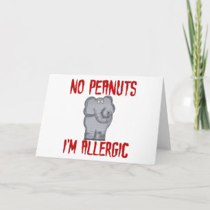 Elephant NO Peanuts I'm Allergic Card