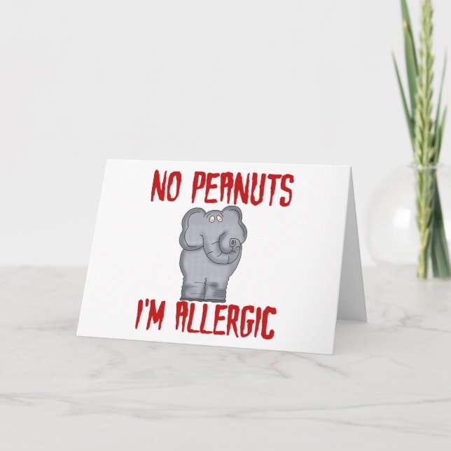 Elephant NO Peanuts I'm Allergic Card (Front)