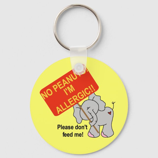 Elephant No Peanuts I'm Allergic Key Ring (Front)