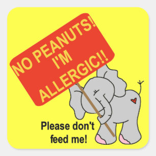 Elephant No Peanuts I'm Allergic Square Sticker