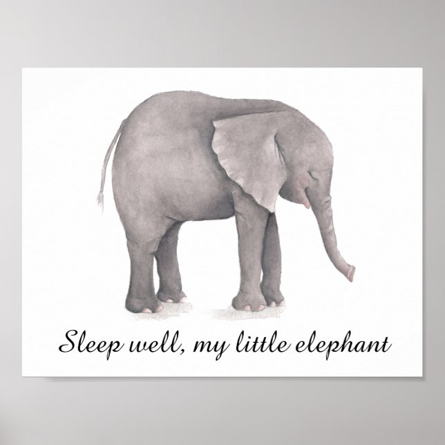 Elephant Nursery Decor Baby's Room Wall Art Poster (Front)