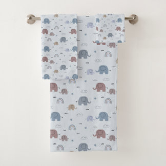 Elephant Nursery Pattern Bath Towel Set